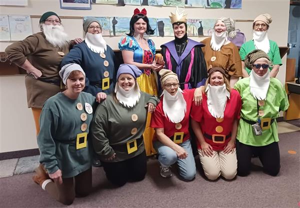 Winola Staff dress as Snow White and the Seven Dwarfs
